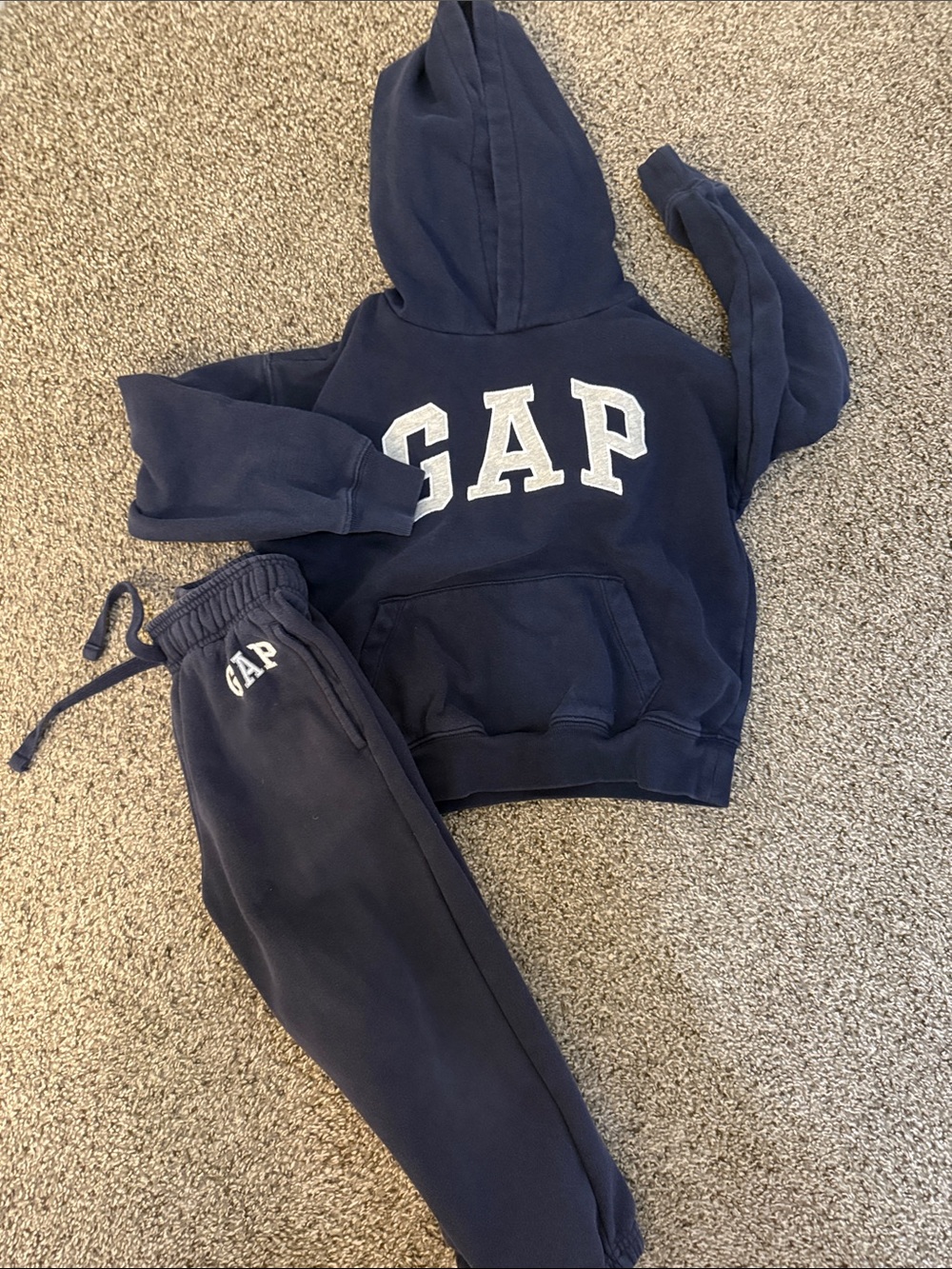 GAP Kids Navy Blue Hoodie & Joggers Set with White Logo